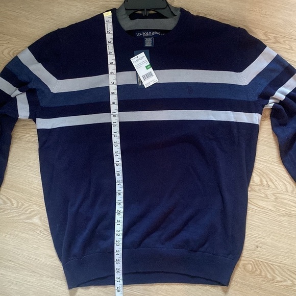 Coastal Chic Crewneck Sweater Men’s Stripe Knit Navy White Large Classic - Picture 10 of 11